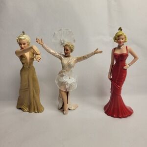 Santa's Best Marilyn Monroe Ornament Set 2012 Gold White Red